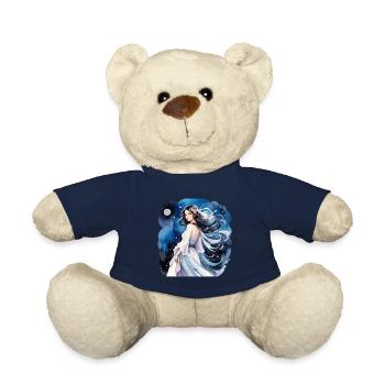 Anime Manga Mädchen Wasserfarben - Teddy - French Navy - Vorne