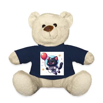 Süsse Weltraumkatze mit roten Ballon mit Sternen - Teddy - French Navy - Vorne