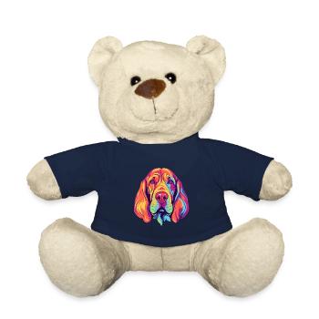 Bloodhound chien race aquarelle dessin animé Kawaii Col - Nounours - bleu marine - Devant