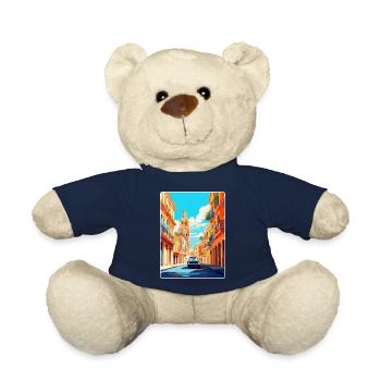 Valencia Spain Vintage Travel Poster Souvenir WPA - Teddy Bear - french navy - Front