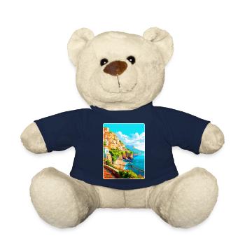 Amalfi Italy Vintage Travel Poster WPA Souvenir - Teddy Bear - french navy - Front