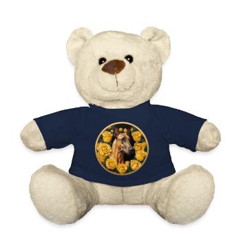 Dogue Français imposant parmi des roses jaunes - Nounours - bleu marine - Devant