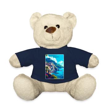 Amalfi Italy Vintage Travel Poster WPA Souvenir - Teddy Bear - french navy - Front