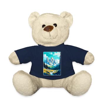 Chamonix France Vintage Travel Poster Souvenir WPA - Teddy Bear - french navy - Front