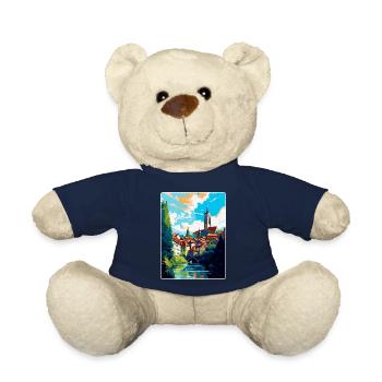 Fribourg Schweiz Vintage Reiseposter WPA Art - Teddy - French Navy - Vorne