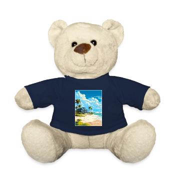 Turks and Caicos Islands Caribbean Travel Poster - Teddy Bear - french navy - Front
