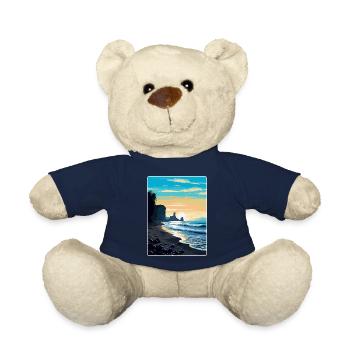 Schwarzer Sandstrand Island Vintage Reiseposter WPA - Teddy - French Navy - Vorne