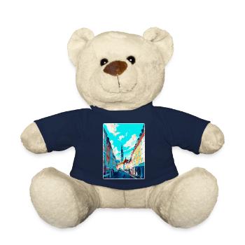 Linz Austria Vintage Travel Poster WPA Souvenir - Teddy Bear - french navy - Front