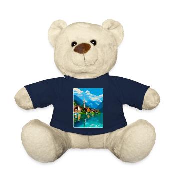 Hallstatt Autriche Poster de voyage vintage souvenir - Nounours - bleu marine - Devant