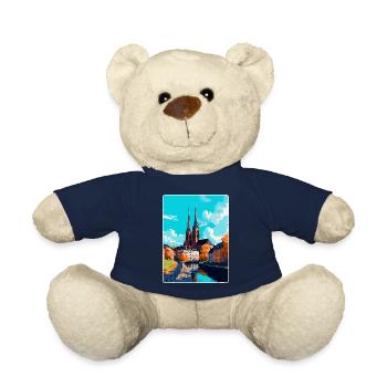 Uppsala Sweden Vintage Travel Poster Souvenir WPA - Teddy Bear - french navy - Front