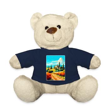 Tuscany Italy Vintage Travel Poster WPA Souvenir - Teddy Bear - french navy - Front