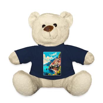 Amalfi Italy Vintage Travel Poster WPA Souvenir - Teddy Bear - french navy - Front