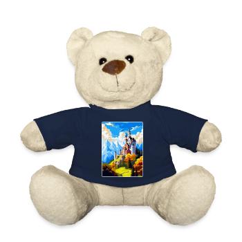 Neuschwanstein Castle Germany Travel Poster WPA - Teddy Bear - french navy - Front