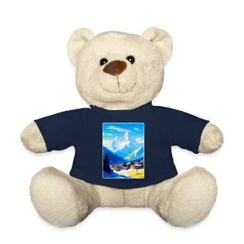 Chamonix France Vintage Travel Poster Souvenir WPA - Teddy Bear - french navy - Front