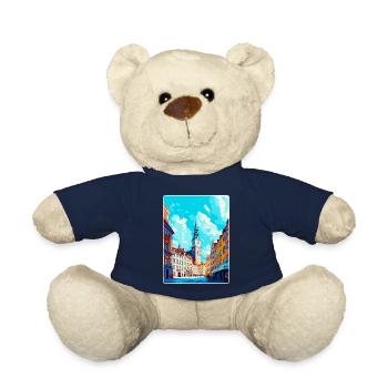 Poznan Poland Vintage Travel Poster WPA Souvenir - Teddy Bear - french navy - Front