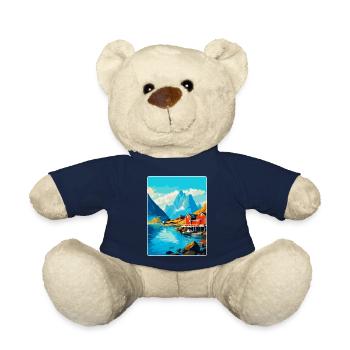 Lofoten Islands Norway Vintage Travel Poster WPA - Teddy Bear - french navy - Front