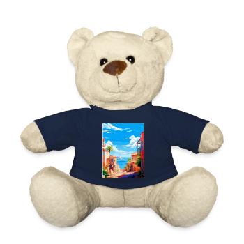 Palma Nova Spain Vintage Travel Poster Souvenir - Teddy Bear - french navy - Front