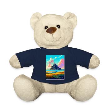 Mont Saint Michel France Vintage Travel Poster WPA - Teddy Bear - french navy - Front