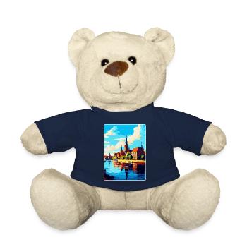 Szczecin Pologne Affiche de voyage vintage souvenir WPA - Nounours - bleu marine - Devant