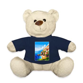Amalfi Italy Vintage Travel Poster WPA Souvenir - Teddy Bear - french navy - Front