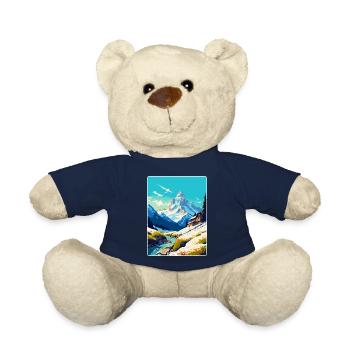 Chamonix France Vintage Travel Poster Souvenir WPA - Teddy Bear - french navy - Front
