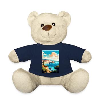 Antibes France Affiche de voyage vintage Souvenir WPA - Nounours - bleu marine - Devant