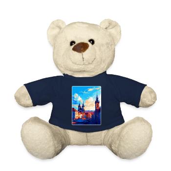 Prague Czech Republic Vintage Travel Poster WPA - Teddy Bear - french navy - Front