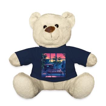 Pflanzen und Musik - hochwertiger Modedruck - Teddy - French Navy - Vorne