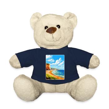 Affiche de voyage vintage Torquay Cliffs Angleterre Royaume-Uni - Nounours - bleu marine - Devant