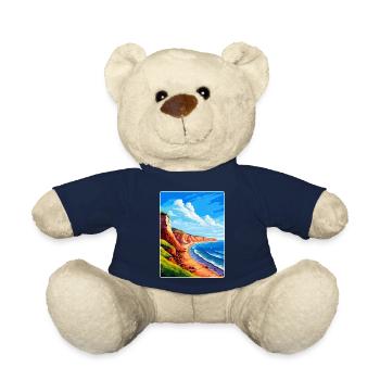 Affiche de voyage vintage Torquay Cliffs Angleterre Royaume-Uni - Nounours - bleu marine - Devant