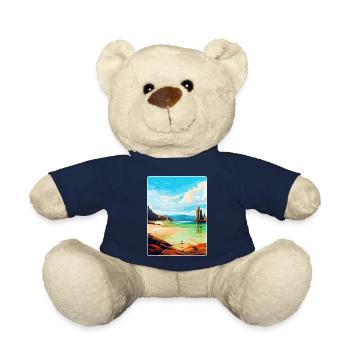 Isle Of Lewis Scotland Uk Vintage Travel Poster - Teddy Bear - french navy - Front