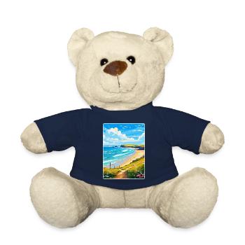 Daymer Bay Cornwall England Uk Travel Poster WPA - Teddy Bear - french navy - Front