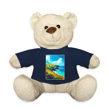 Cornwall England Uk Vintage Travel Poster Souvenir - Teddy Bear - french navy - Front