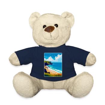 Porthcurno Beach Cornwall England Uk Travel Poster - Teddy Bear - french navy - Front