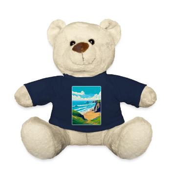 Bedruthan Steps Cornwall England Uk Travel Poster - Teddy Bear - french navy - Front