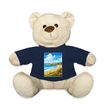 Carbis Bay Cornwall England Uk Travel Poster WPA - Teddy Bear - french navy - Front