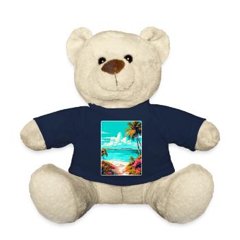 Turks Caicos Islands Caribbean Travel Poster WPA - Teddy Bear - french navy - Front