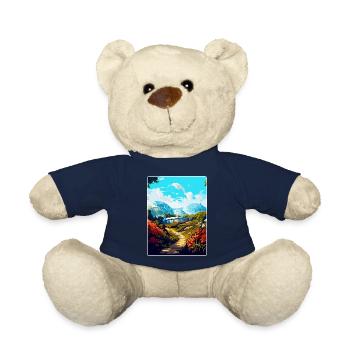 Eden Project England Uk Travel Poster Souvenir WPA - Teddy Bear - french navy - Front