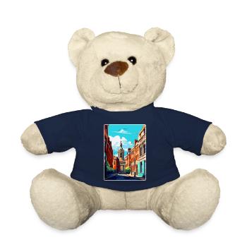 Leeds England Uk Vintage Travel Poster Souvenir - Teddy Bear - french navy - Front