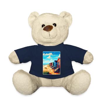 Wells à côté de la mer Angleterre Royaume-Uni Affiche de voyage WPA - Nounours - bleu marine - Devant
