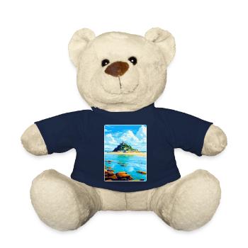 Marazion Cornwall England Uk Travel Poster WPA - Teddy Bear - french navy - Front