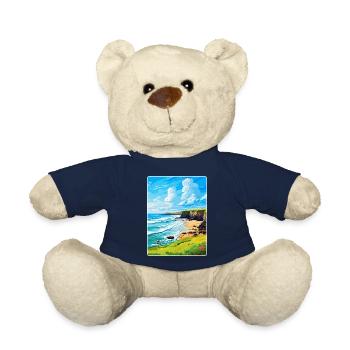 Bude Cornwall England Uk Travel Poster Souvenir - Teddy Bear - french navy - Front
