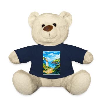 Cadgwith Cornwall England Uk Travel Poster WPA - Teddy Bear - french navy - Front