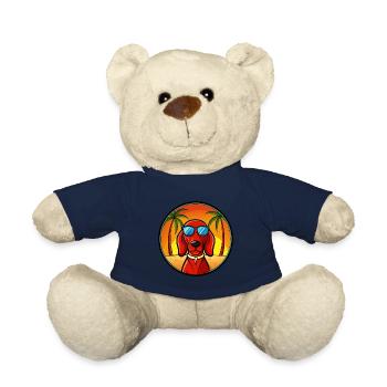 Redbone Coonhound Dog Breed Cartoon Sunglass Beach - Teddy Bear - french navy - Front