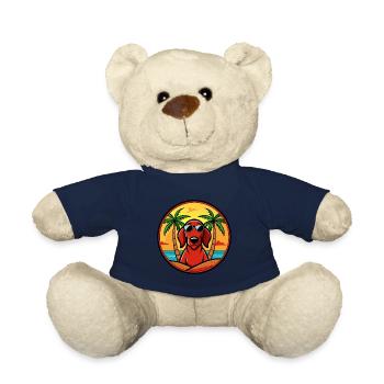 Redbone Coonhound Dog Breed Cartoon Sunglass Beach - Teddy Bear - french navy - Front