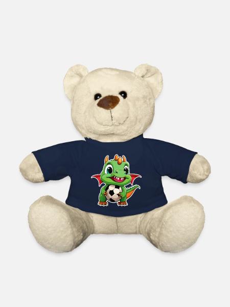 02 Baby Drache mit Fussball Kinderbild lustig - Teddy - French Navy