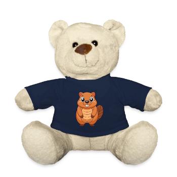 Beaver Cute Mascot Cartoon Character Kawaii - Teddy Bear - french navy - Front