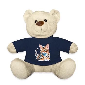 Bengal Cat Watercolors - Teddy Bear - french navy - Front