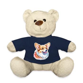 Welsh Corgi Pembroke Aquarelle - Nounours - bleu marine - Devant