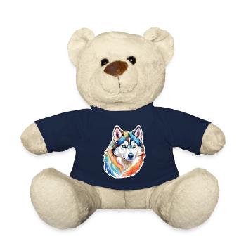Husky de Sibérie Aquarelles - Nounours - bleu marine - Devant